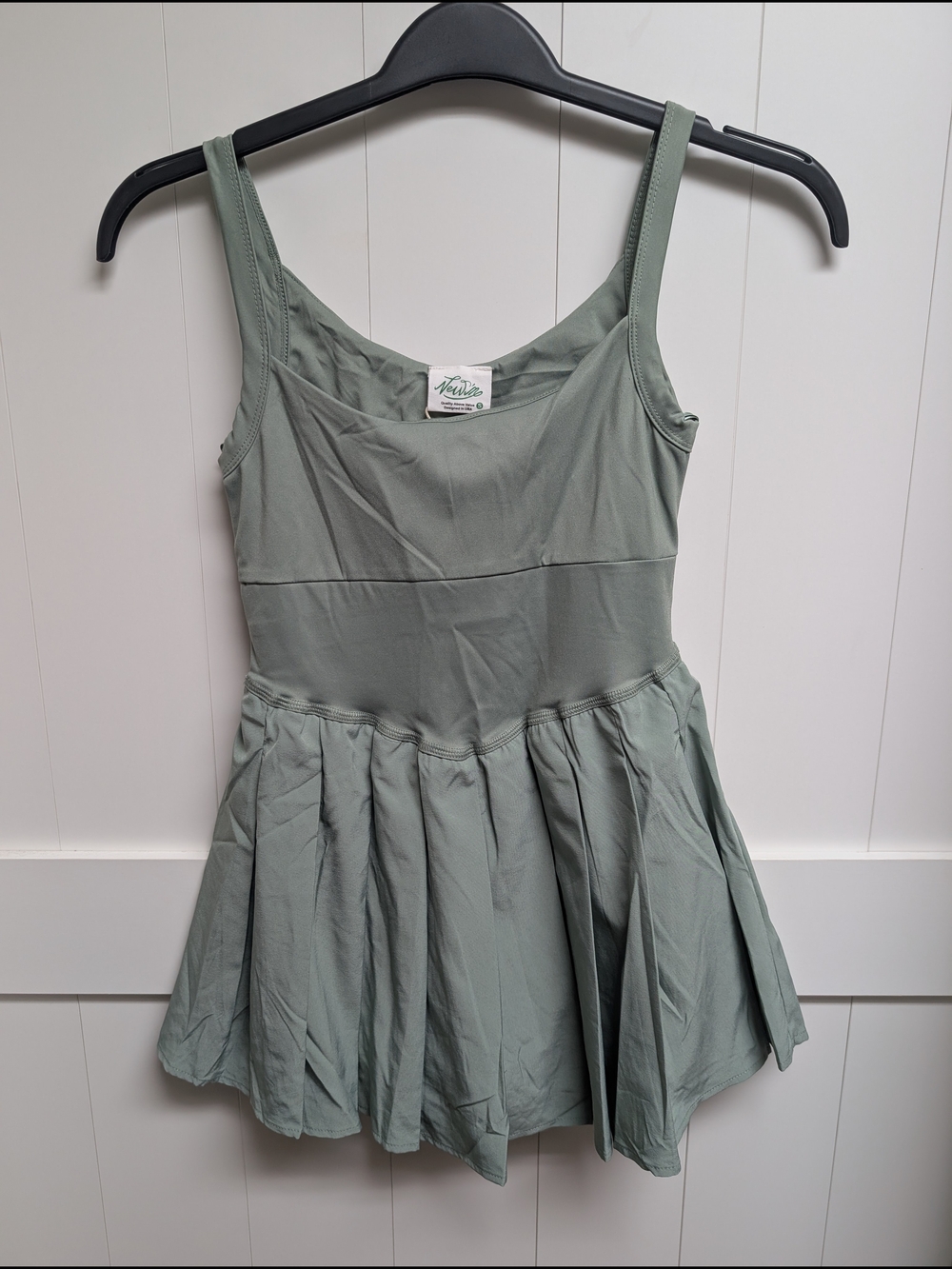 Very J Sage Green Activewear Dress, built in shorts, Small